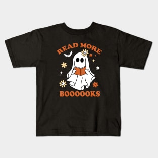 Cute Booooks Ghost Reading Books Funny Teacher Halloween Kids T-Shirt